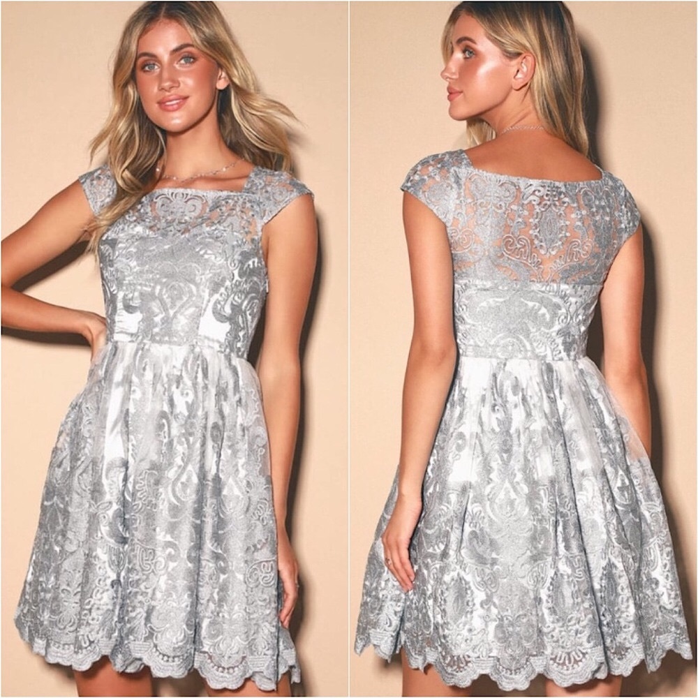 Lulus “Princess Time” Lace Mesh Short Sleeve Dress - Picture 1 of 9